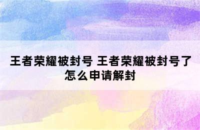 王者荣耀被封号 王者荣耀被封号了怎么申请解封